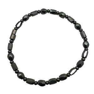 Minimalist Hematite Magnetic Clasp Therapeutic Ankle Bracelet Black 10.5”